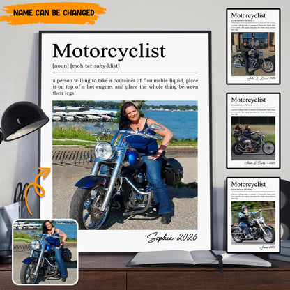 Personalized Motorcyclist Definition Photo Poster & Canvas