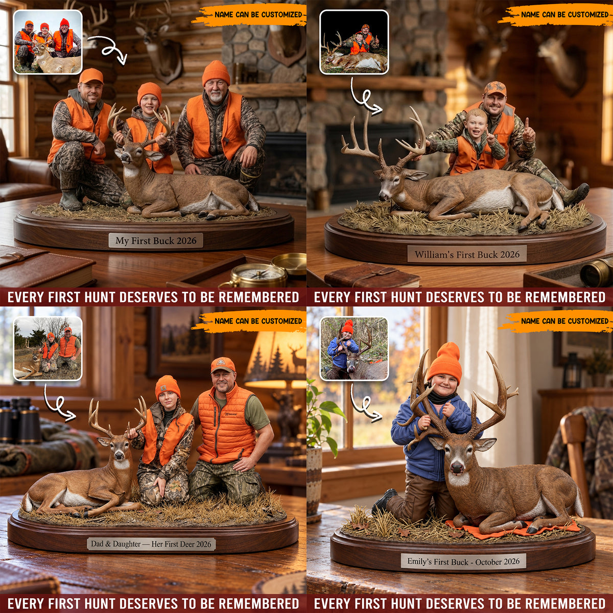 Personalized Deer Hunting Photo Acrylic Plaque, Custom First Buck Keepsake, Hunter Desk Standee Decor