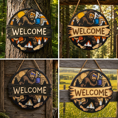 Bigfoot Welcome Door Sign – Funny Wooden Sign Door Hanger