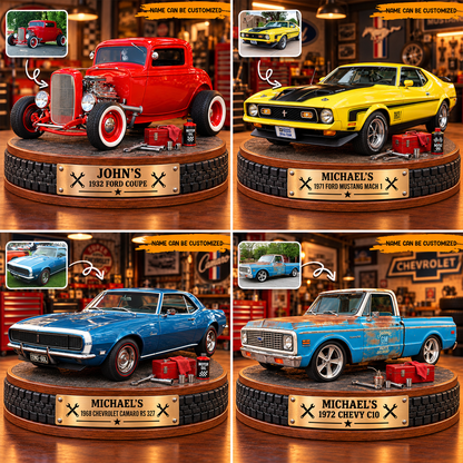 Personalized Classic Car Display Acrylic Plaque – Custom Photo & Name, Keepsake Gift for Car Lovers