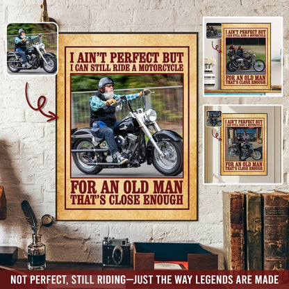 Custom Motorcycle Photo Poster & Canvas for Old Men
