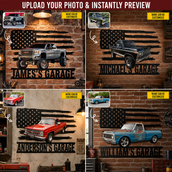 American Pride Garage – Personalized Photo Car Metal Sign