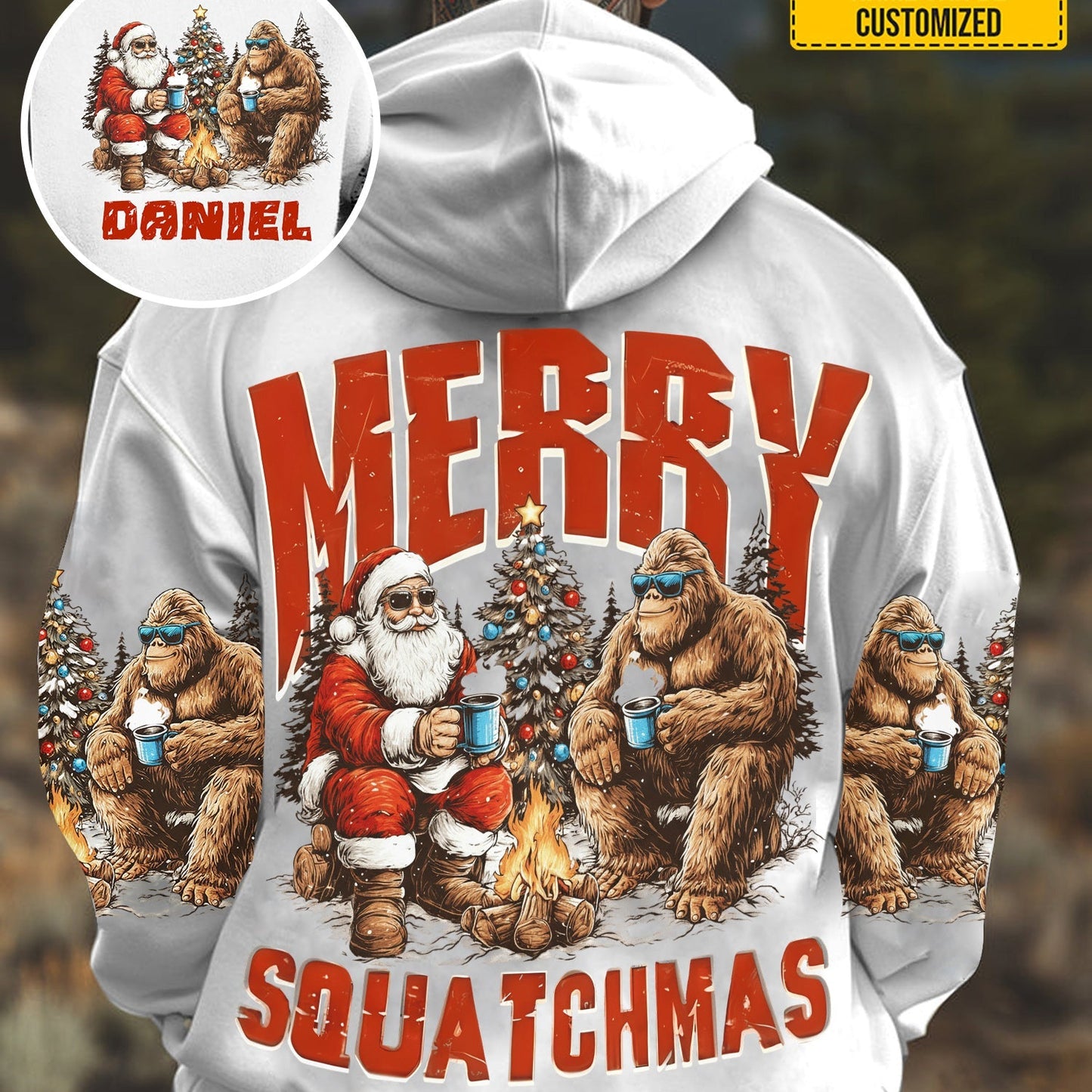 Merry Squatchmas – Funny Santa and Bigfoot Personalized Sasquatch All Over Print Shirt