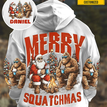 Merry Squatchmas – Funny Santa and Bigfoot Personalized Sasquatch All Over Print Shirt