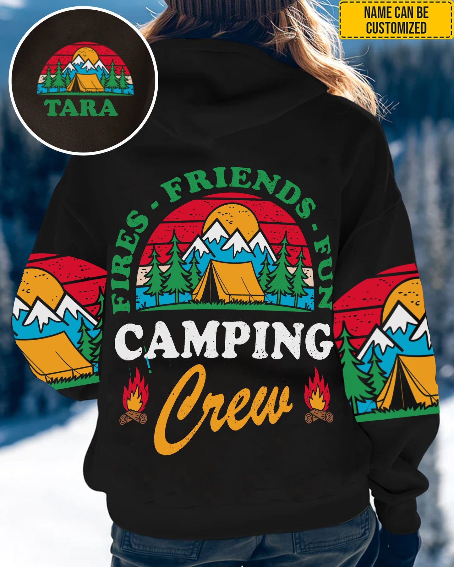 Fires, Friends, Fun Camping Crew – Personalized Camping All Over Print Shirt