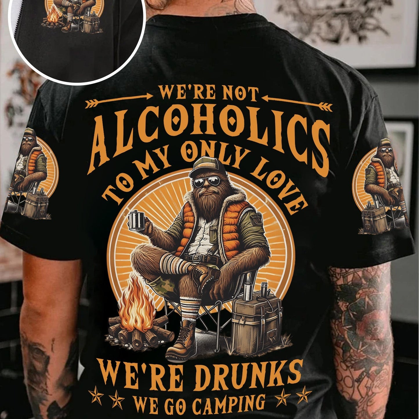Not Alcoholics, Just Campers – Personalized Bigfoot All Over Print Shirt
