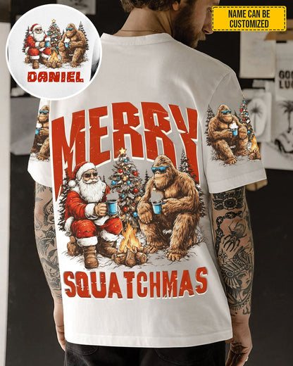 Merry Squatchmas – Funny Santa and Bigfoot Personalized Sasquatch All Over Print Shirt