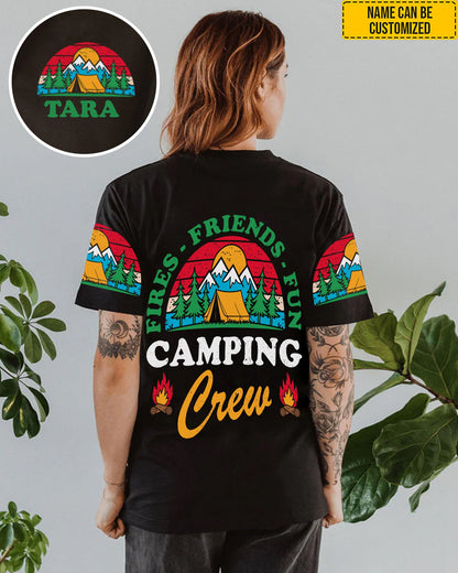 Fires, Friends, Fun Camping Crew – Personalized Camping All Over Print Shirt