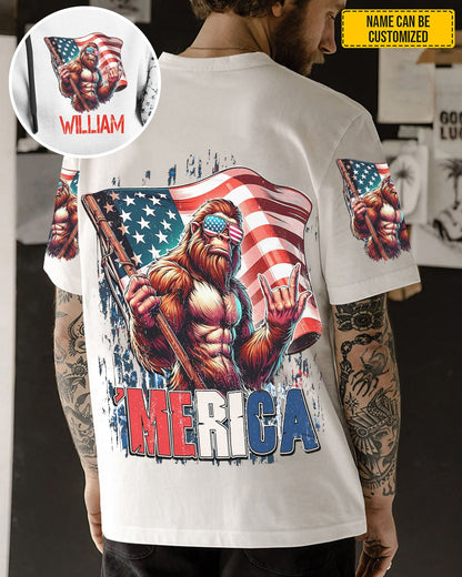 AMerica Flag – Personalized Bigfoot All Over Print Shirt