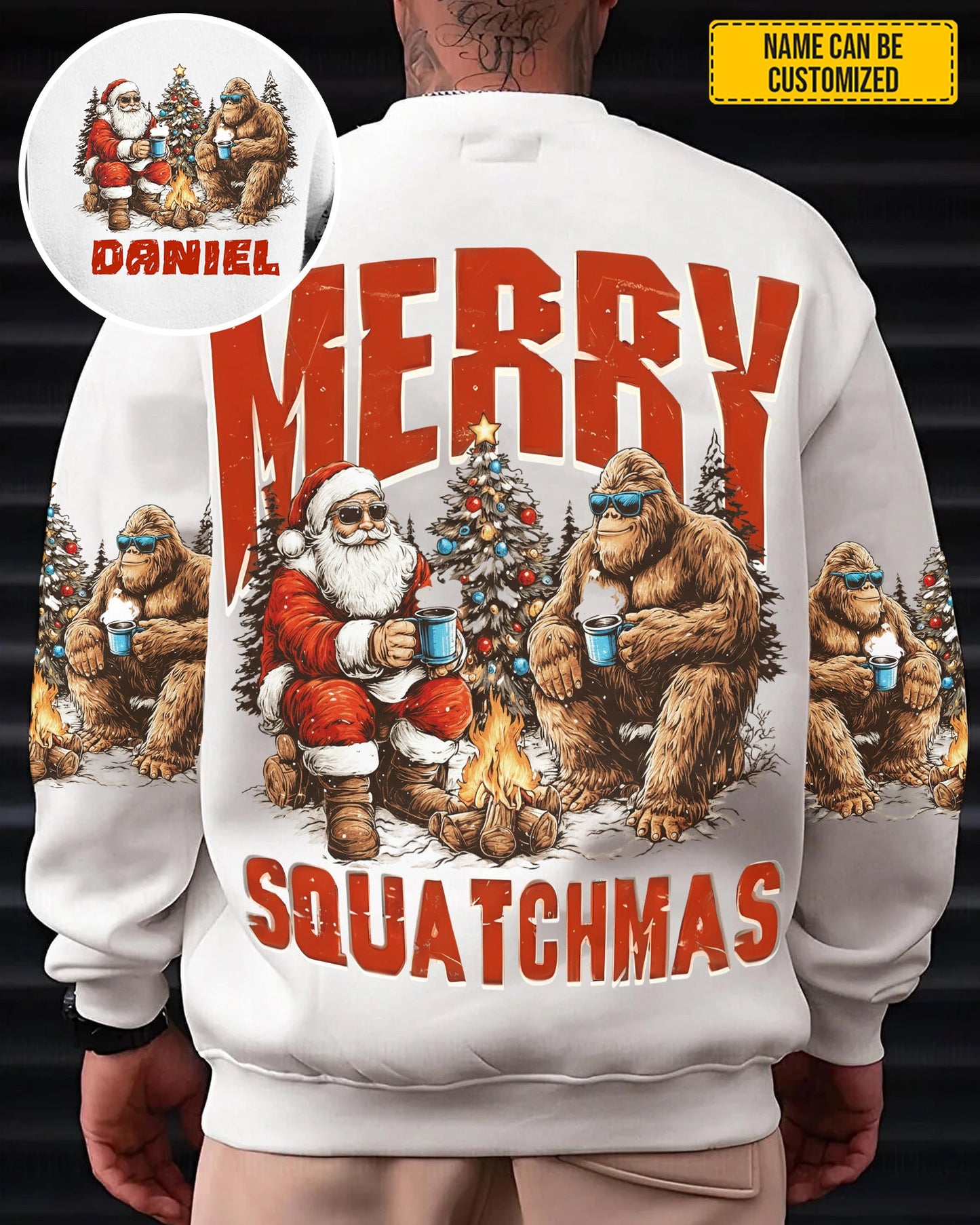 Merry Squatchmas – Funny Santa and Bigfoot Personalized Sasquatch All Over Print Shirt