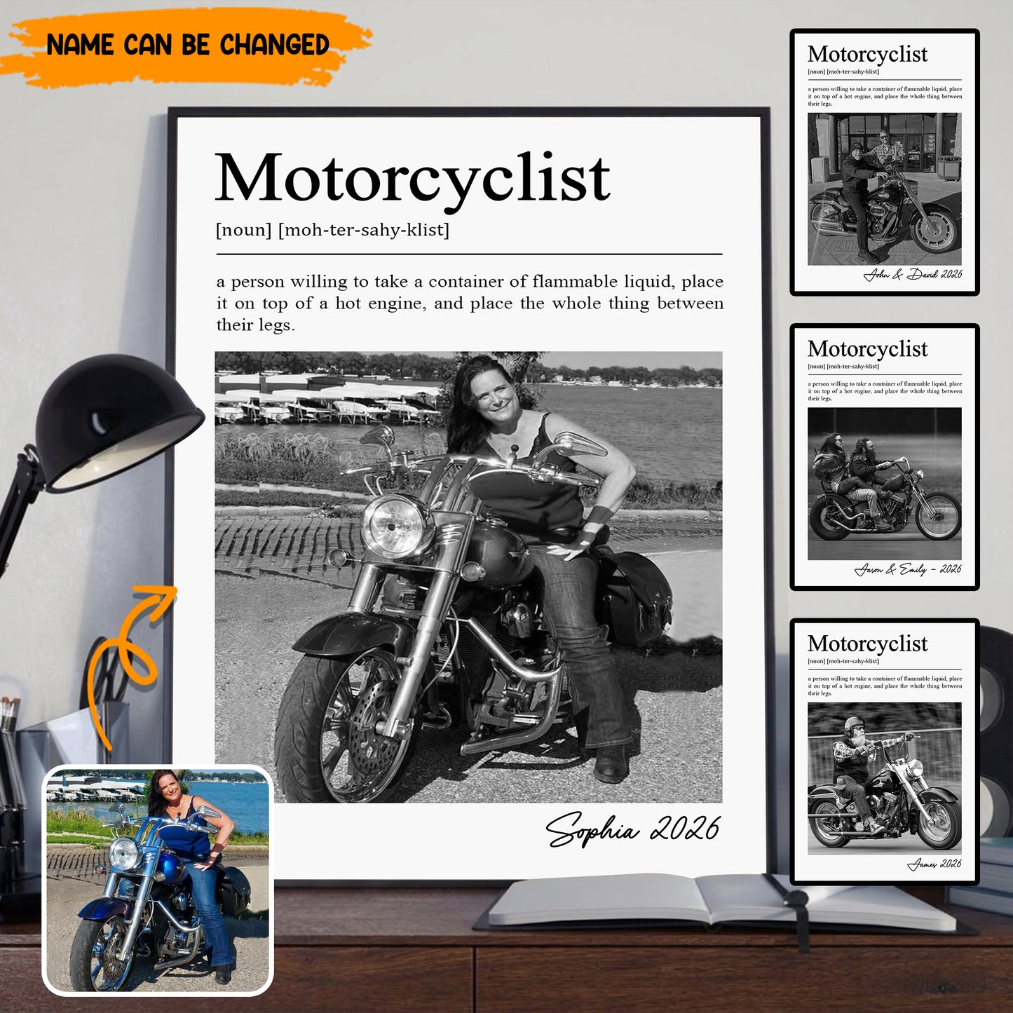 Personalized Motorcyclist Definition Photo Poster & Canvas