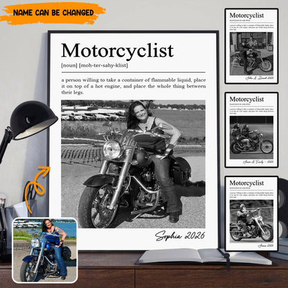 Personalized Motorcyclist Definition Photo Poster & Canvas