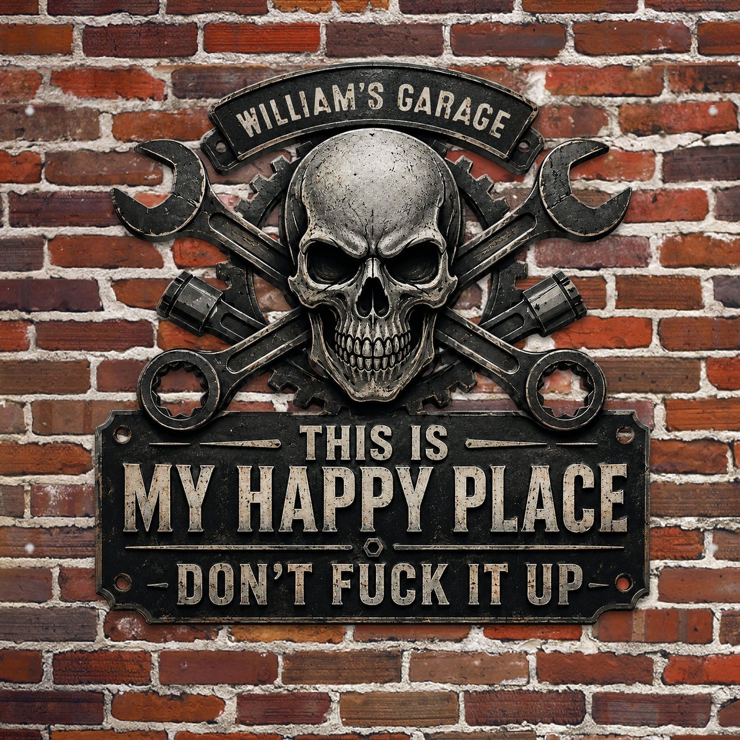 This Is My Happy Place - Funny Garage Sign For Him - Personalized Metal Sign