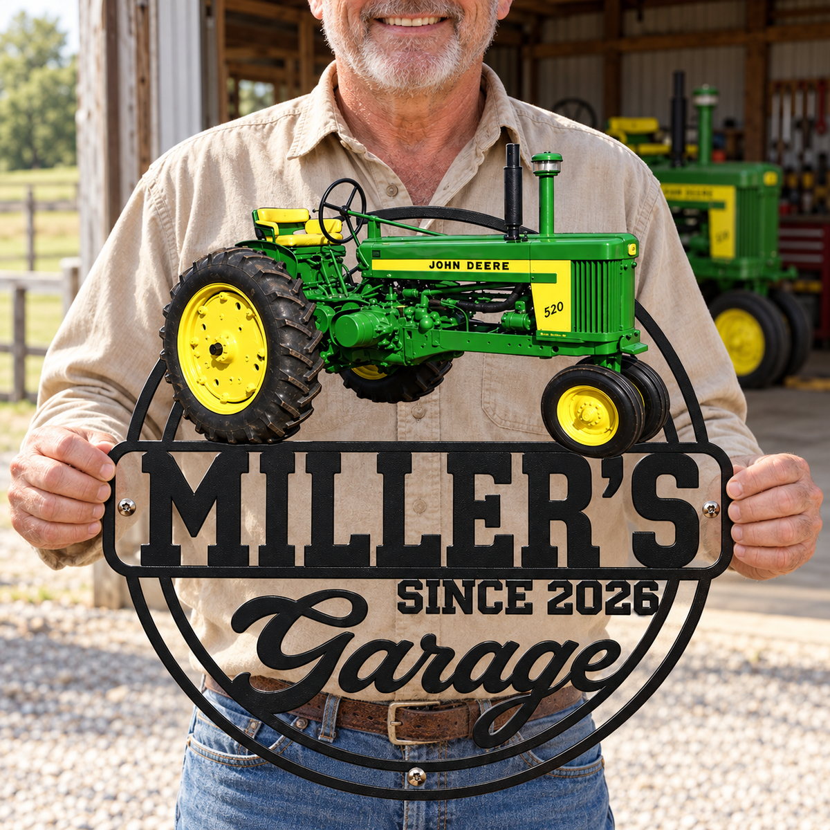 Tractor Pride & Memories – Personalized Tractor Photo, Name & Year Garage Metal Sign