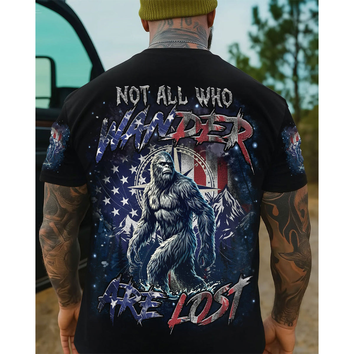 NOT ALL WHO WANDER ARE LOST BIGFOOT ALL OVER PRINT SHIRT
