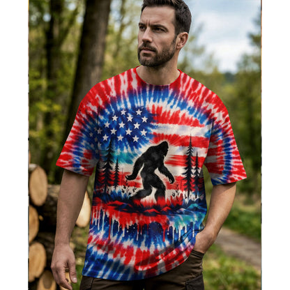 BIGFOOT FLAG RED WHITE & BLUE SWIRL ALL OVER PRINT SHIRT