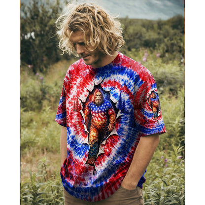 BIGFOOT RED WHITE AND BLUE SWIRL ALL OVER PRINT SHIRT