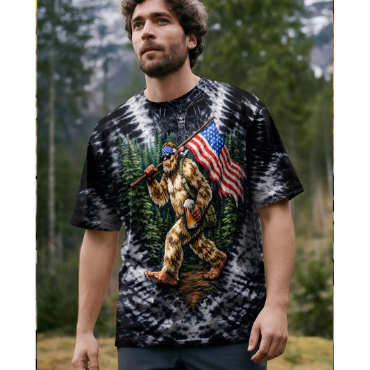 BIGFOOT WITH FLAG SWIRL ALL OVER PRINT SHIRT