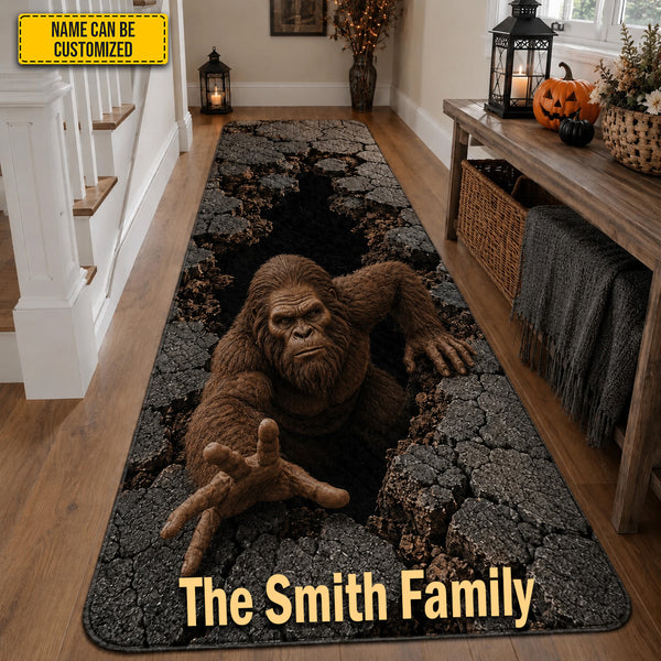Personalized Bigfoot Emerging From the Abyss Runner Carpet