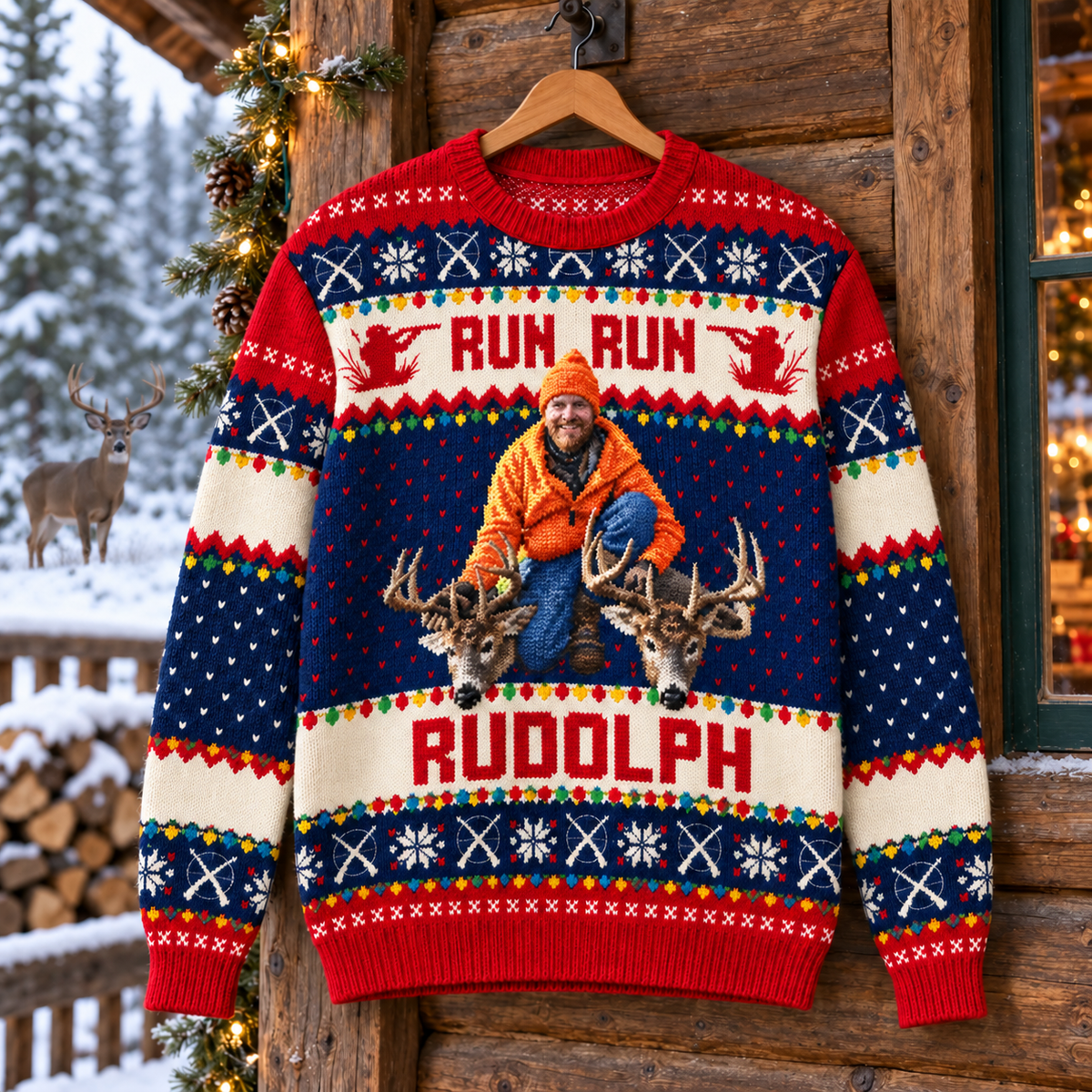 My First Buck Memories – Personalized Hunting Photo Ugly Christmas Sweater
