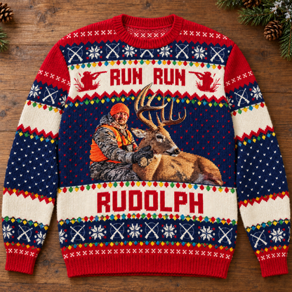 My First Buck Memories – Personalized Hunting Photo Ugly Christmas Sweater