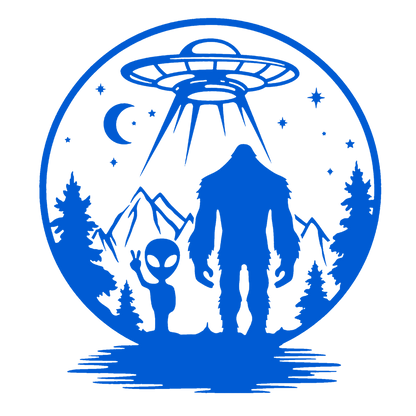 UFO, Alien & Bigfoot Forest Sticker