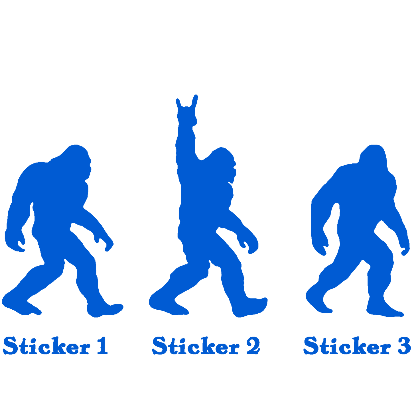 Set 3 Bigfoot Sticker, Sasquatch Stroll: Rock On Edition Vinyl Sticker