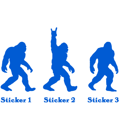 Set 3 Bigfoot Sticker, Sasquatch Stroll: Rock On Edition Vinyl Sticker