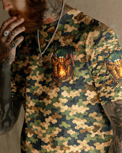 MAKING MEMORIES ONE CAMPFIRE AT A TIME BIGFOOT CAMOUFLAGE ALL OVER PRINT SHIRT
