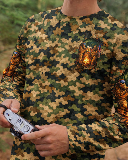 MAKING MEMORIES ONE CAMPFIRE AT A TIME BIGFOOT CAMOUFLAGE ALL OVER PRINT SHIRT