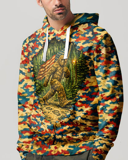BIGFOOT WITH FLAG CAMOUFLAGE ALL OVER PRINT SHIRT