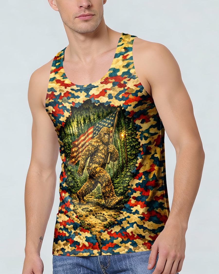 BIGFOOT WITH FLAG CAMOUFLAGE ALL OVER PRINT SHIRT