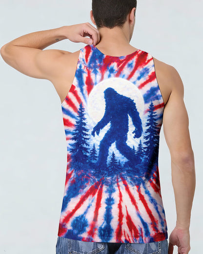 BIGFOOT IN THE FOREST RED WHITE & BLUE SWIRL ALL OVER PRINT SHIRT