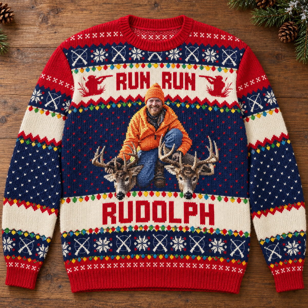 My First Buck Memories – Personalized Hunting Photo Ugly Christmas Sweater