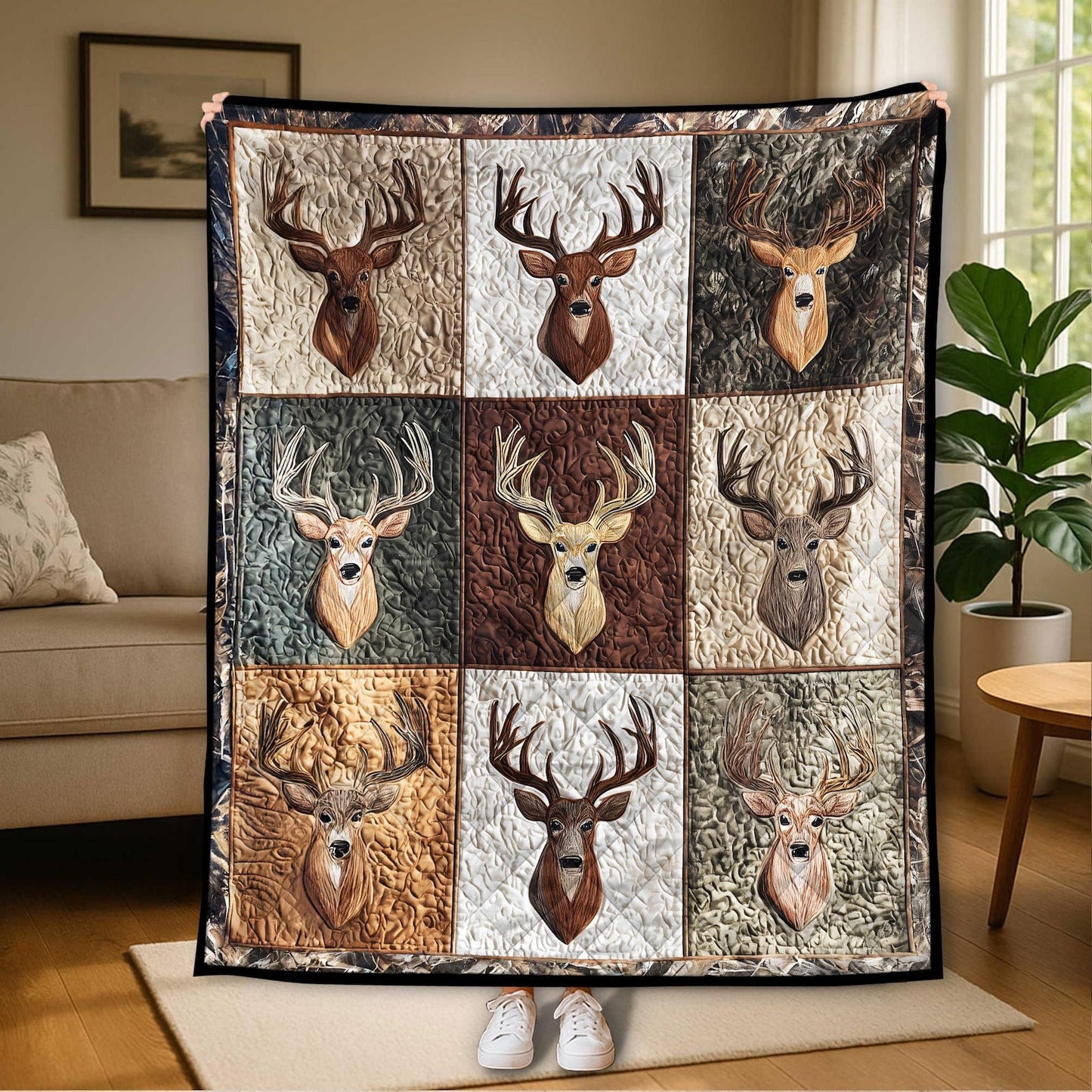 Deer Hunting Quilt Blanket