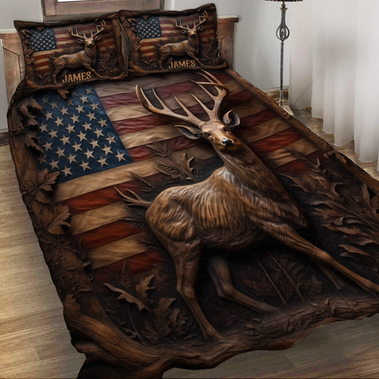 American Buck Pride – Personalized Quilted Hunting Bedding Set