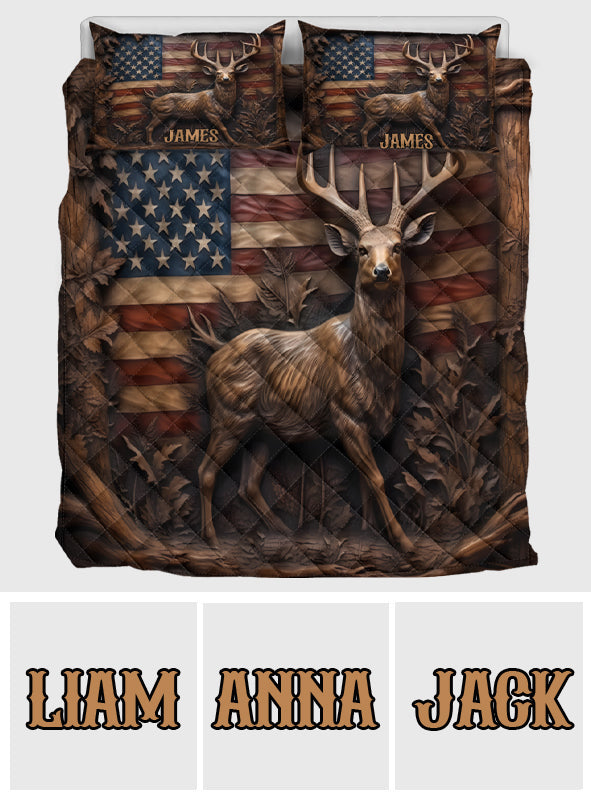 American Buck Pride – Personalized Quilted Hunting Bedding Set