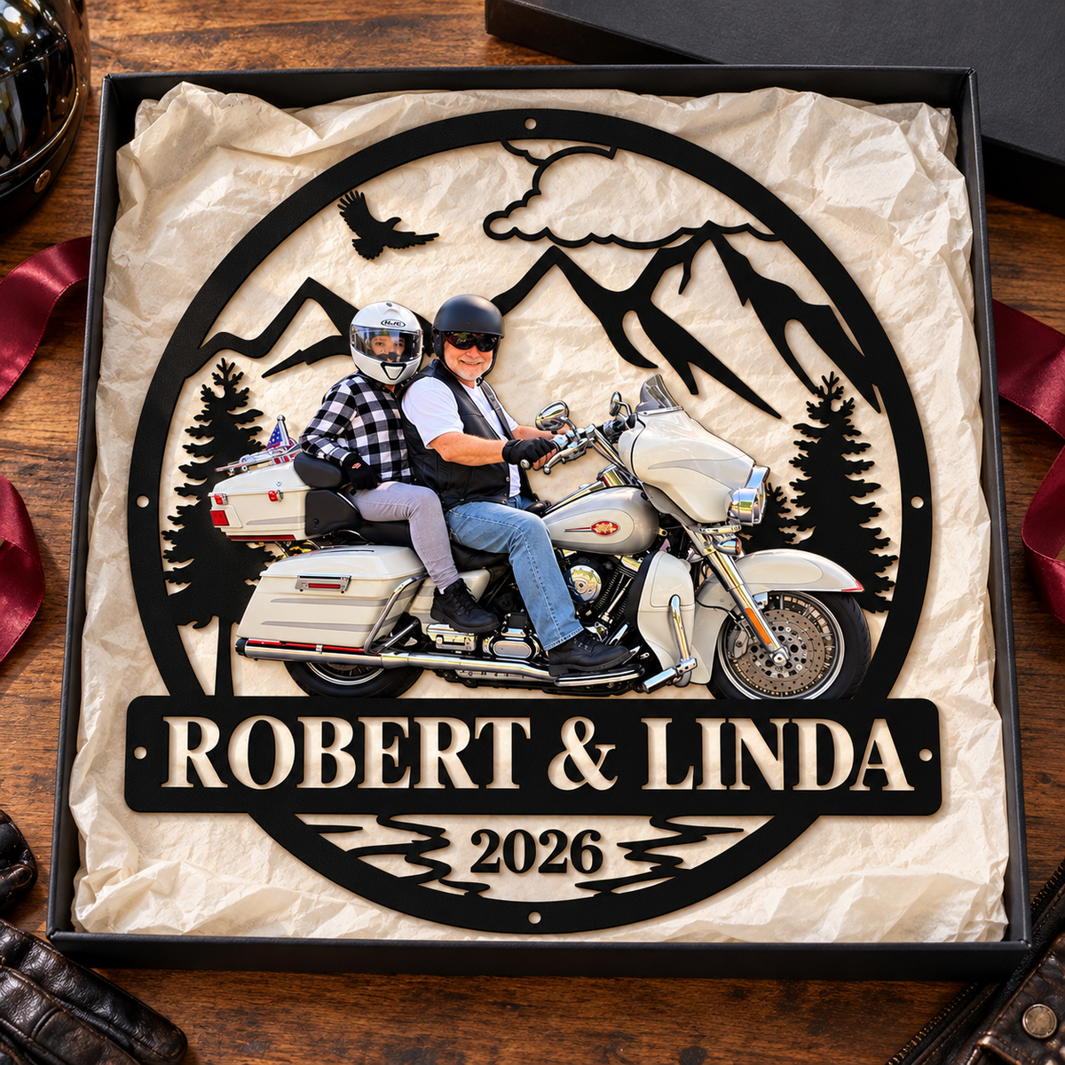 Biker Memories – Personalized Motorcycle Photo, Name & Year Metal Sign