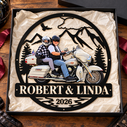 Biker Memories – Personalized Motorcycle Photo, Name & Year Metal Sign