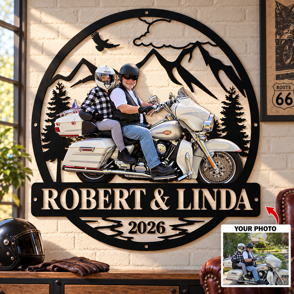 Biker Memories – Personalized Motorcycle Photo, Name & Year Metal Sign