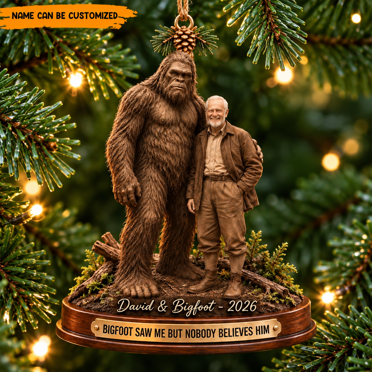 Bigfoot Saw Me – Personalized Bigfoot Christmas Ornament