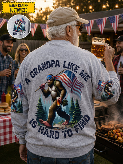 A Grandpa Like Me Is Hard To Find – Personalized Bigfoot American All Over Print Shirt