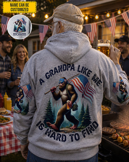 A Grandpa Like Me Is Hard To Find – Personalized Bigfoot American All Over Print Shirt