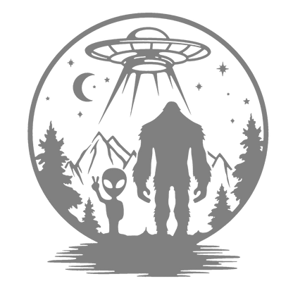 UFO, Alien & Bigfoot Forest Sticker