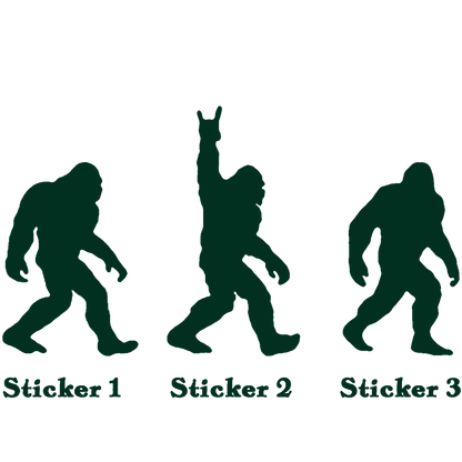 Set 3 Bigfoot Sticker, Sasquatch Stroll: Rock On Edition Vinyl Sticker