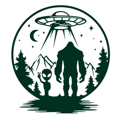 UFO, Alien & Bigfoot Forest Sticker