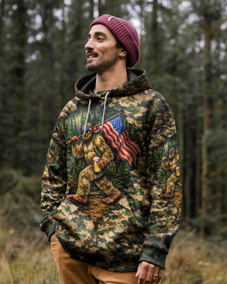 BIGFOOT WITH FLAG CAMOUFLAGE ALL OVER PRINT SHIRT