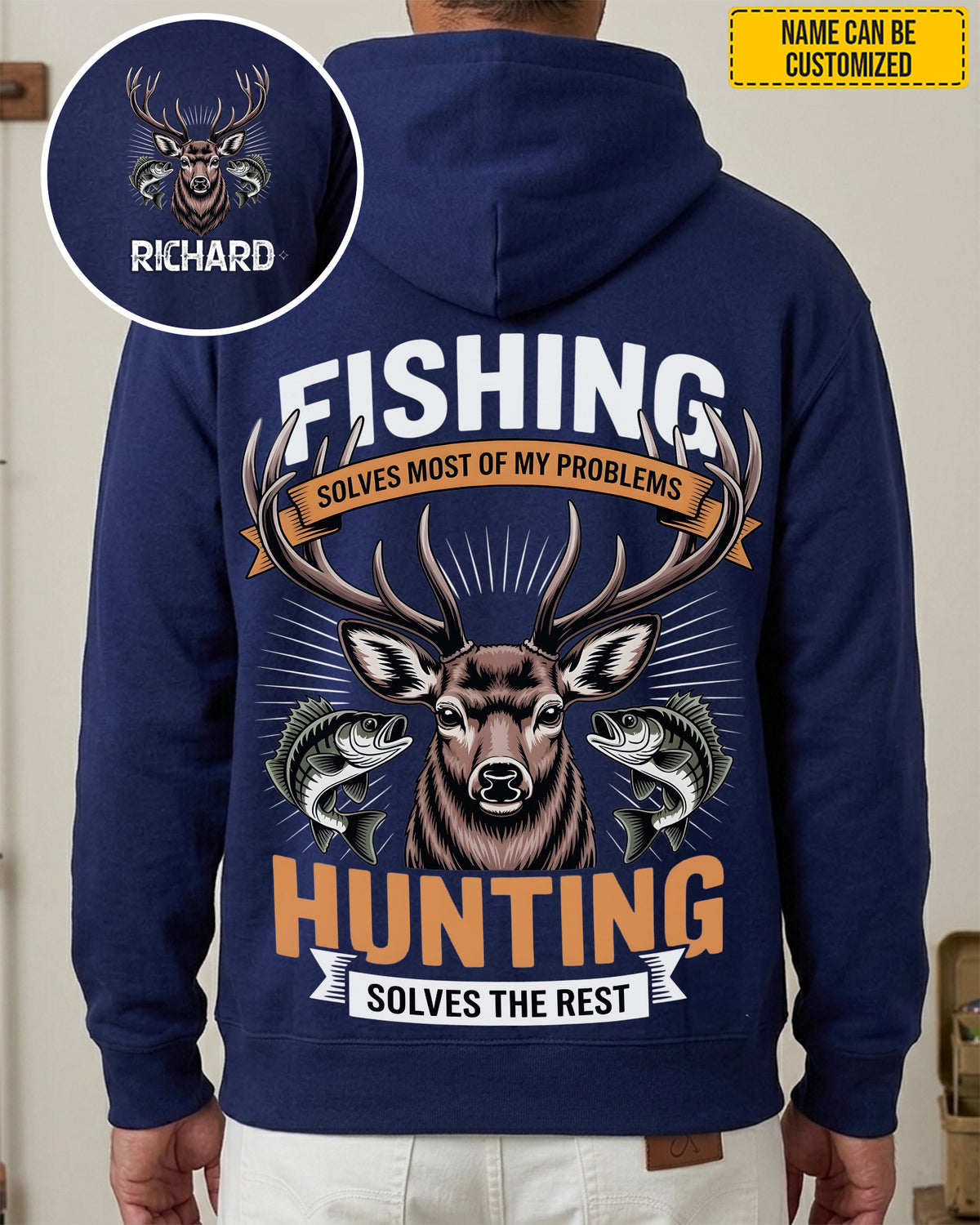 Fishing Solves My Problems, Hunting Solves The Rest – Personalized All-Over Print Shirt