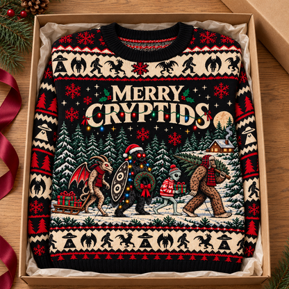 Merry Cryptids – Cryptid Creatures Ugly Christmas Sweater