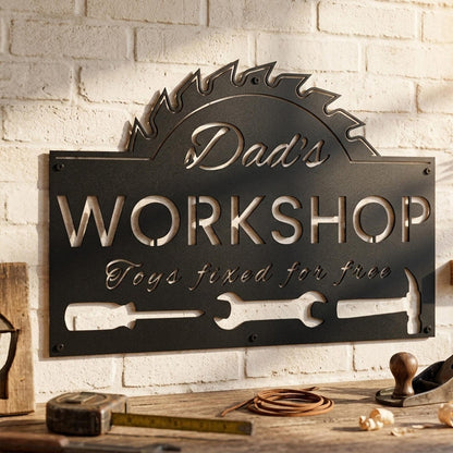 Personalized Workshop Toys Fixed Free Metal Sign